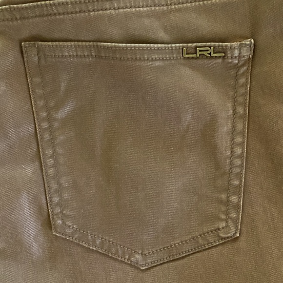 RALPH LAUREN COATED JEANS SIZE 12 DARK BROWN NWOT - Picture 2 of 4